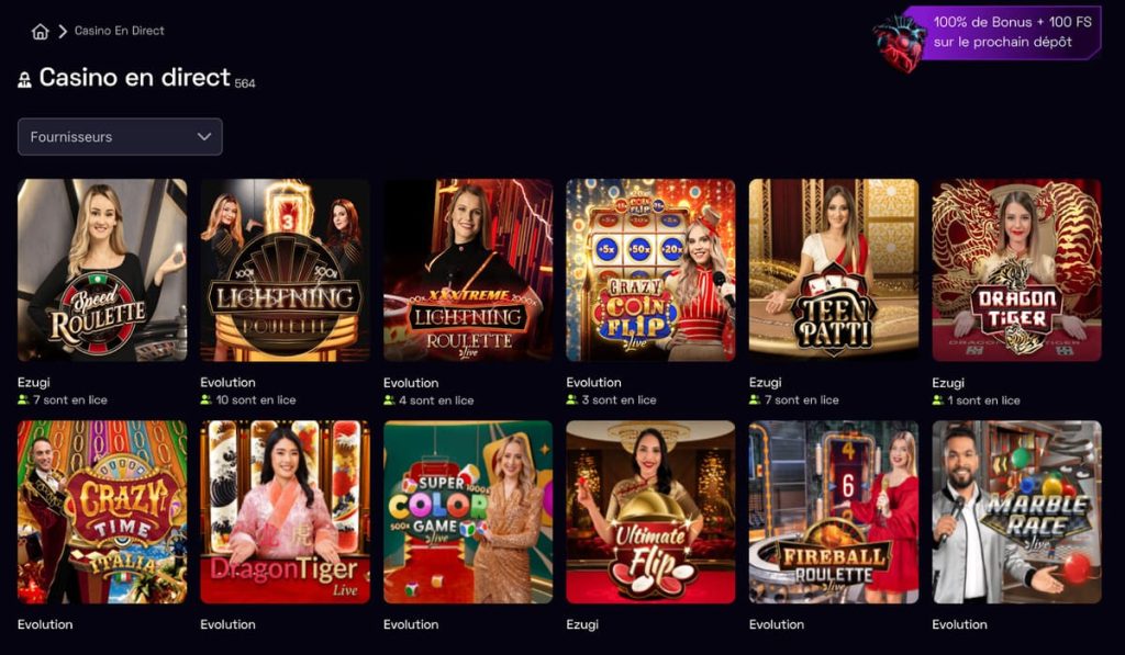 Immerion Casino jeux live